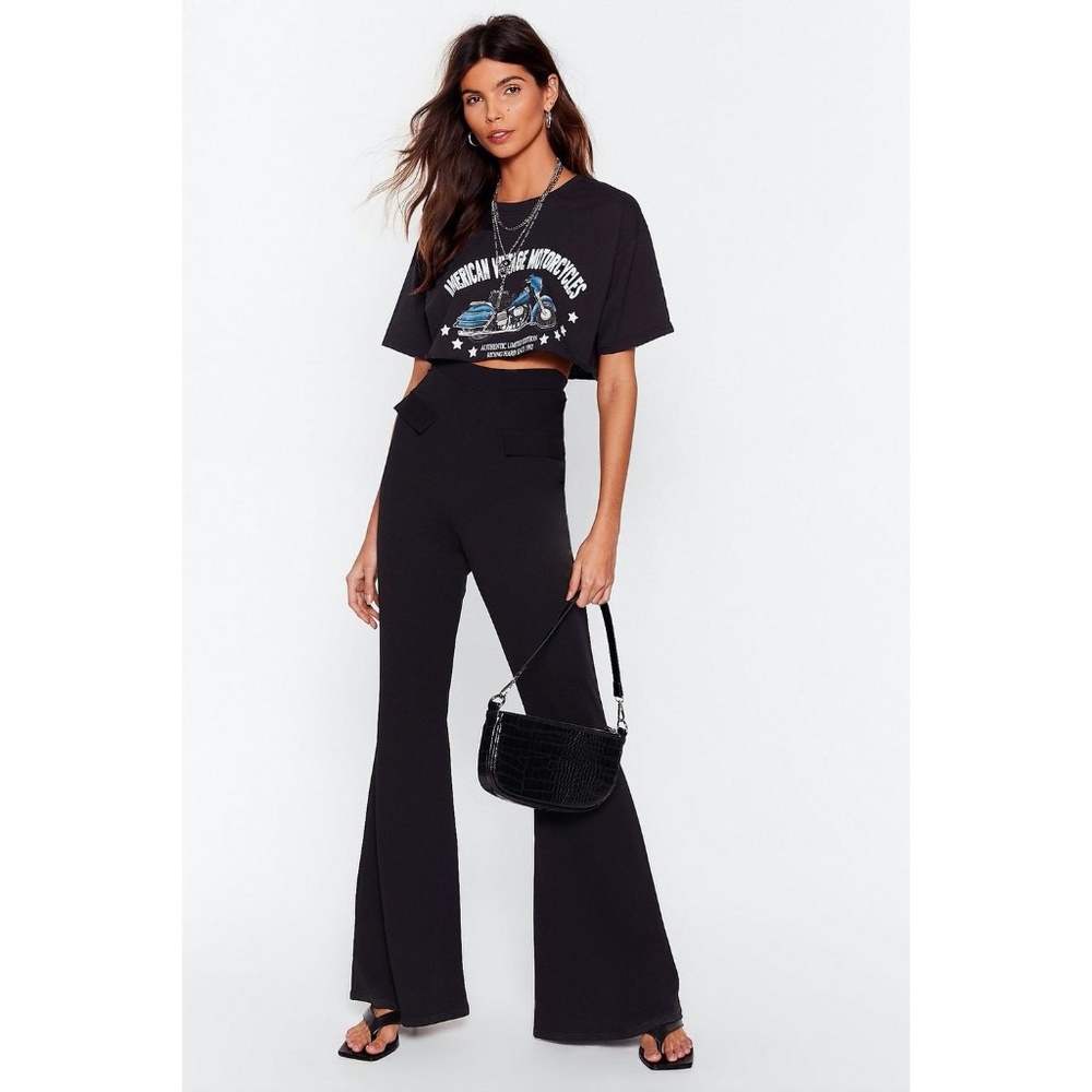 NastyGal Pocket In High-Waisted Flare Pants